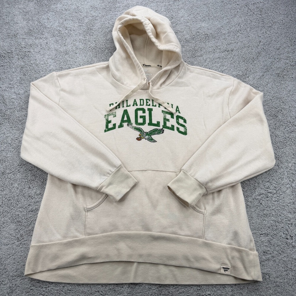 Philadelphia Eagles Hoodie Womens XL Beige NFL Football Vintage Logo Fanatics